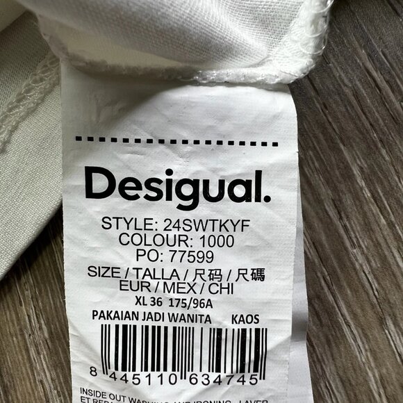 Desigual Mens White Short Sleeve Happy Days Ahead Graphic T-Shirt Size X-Large - Picture 6 of 9